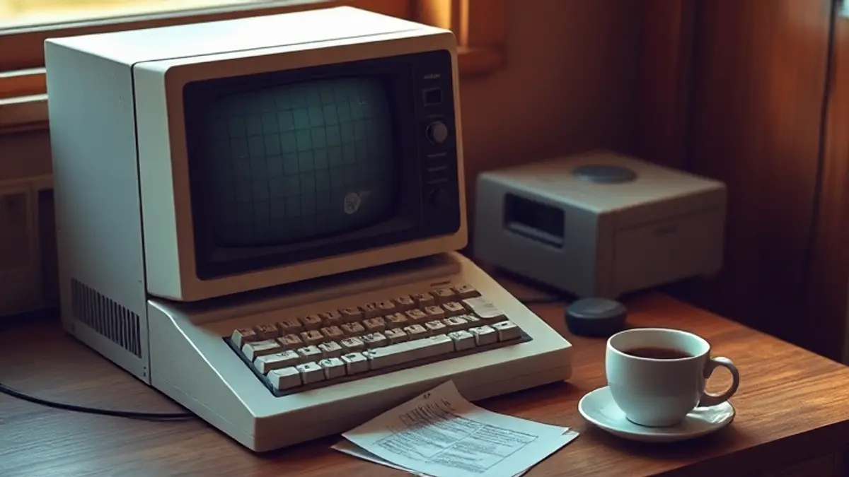 AI-generated editorial illustration for: 50 years of tech devices