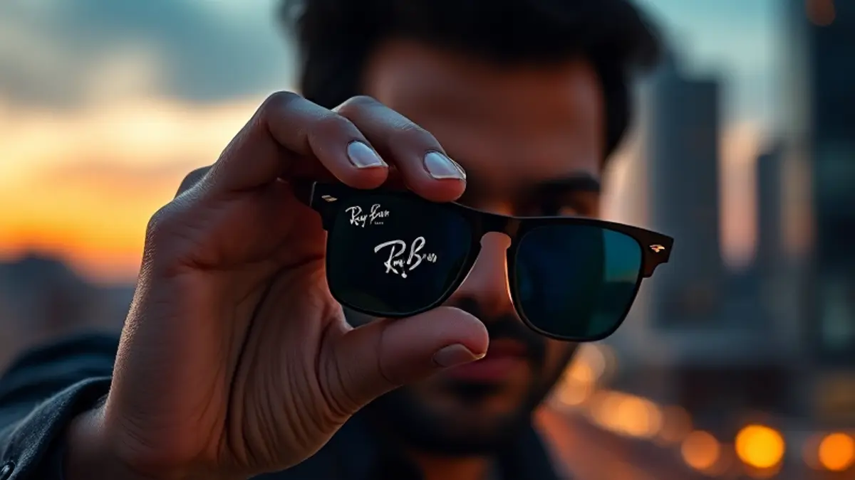 AI-generated editorial illustration for: Announcing Ranveer Singh as Brand Ambassador for Ray-Ban and Ray-Ban Meta in India along with Exciting New Updates to our AI Glasses