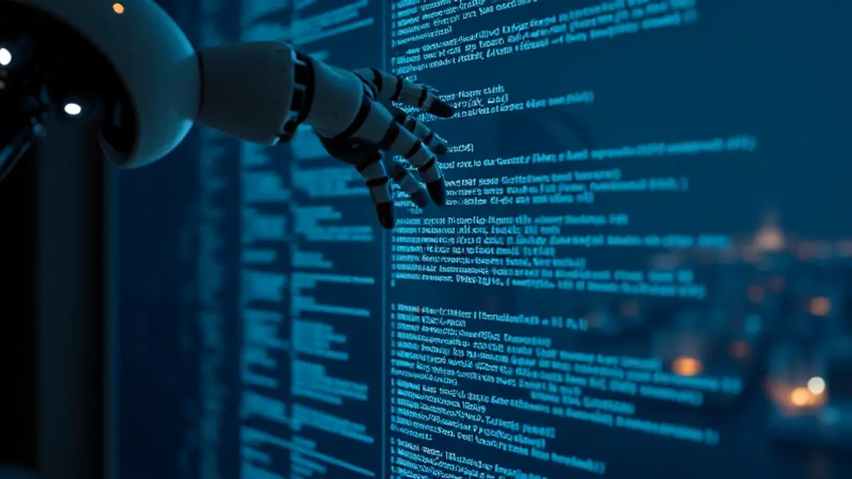 AI-generated editorial illustration for: Import AI 466: The bitter lesson for robotics, AIs complete week-long programming tasks; and OpenAI’s accidental AI hacker