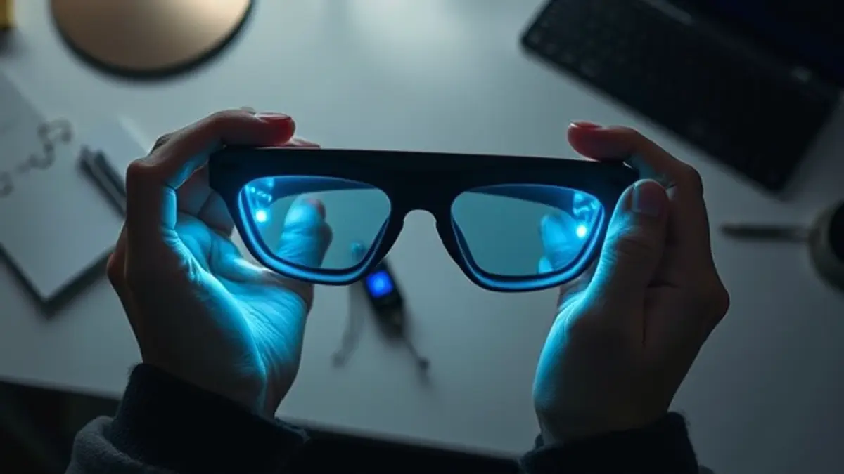 AI-generated editorial illustration for: Introducing Meta VR Glasses: A Cinema, Courtside Seat, and Workspace in Just 100 Grams