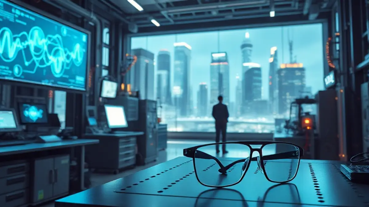 AI-generated editorial illustration for: Meta's less-creepy smart glasses