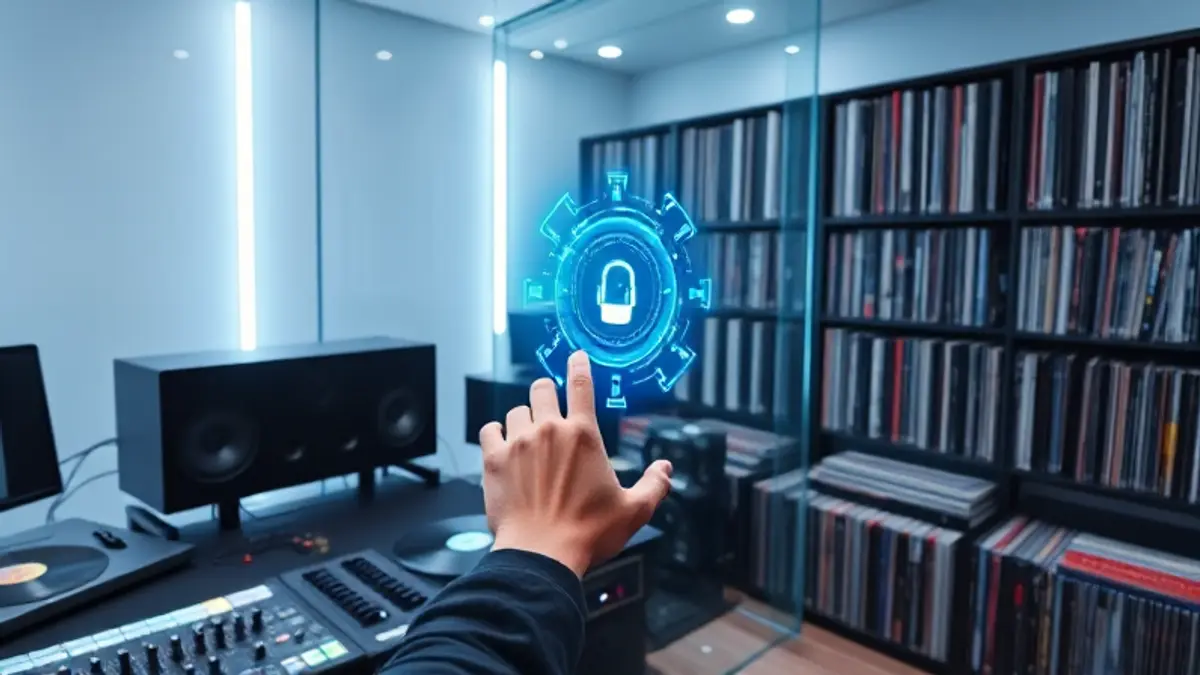 AI-generated editorial illustration for: MUSIC IP HOLDINGS UNVEILS GROUNDBREAKING PATENT PORTFOLIO AND LICENSE FOR AI MUSIC CREATION, WITH UDIO and GRAI AS FIRST ADOPTERS - Universal Music Group